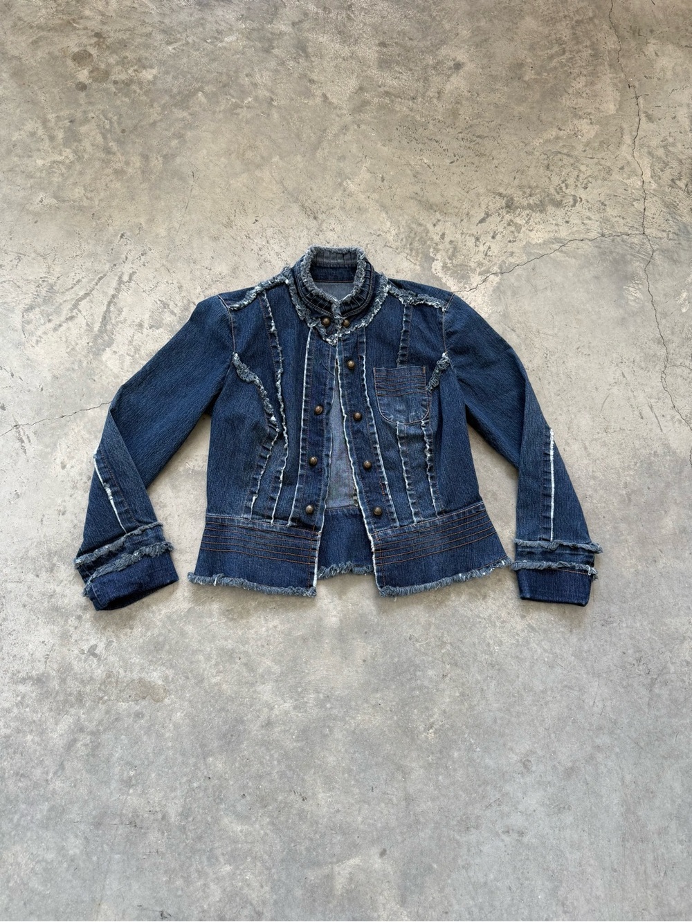 XOXO Blue Denim Jacket with Leopard Trim